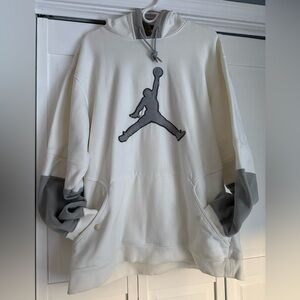 Jordan Men's White and Gray Hoodie - M - Vintage